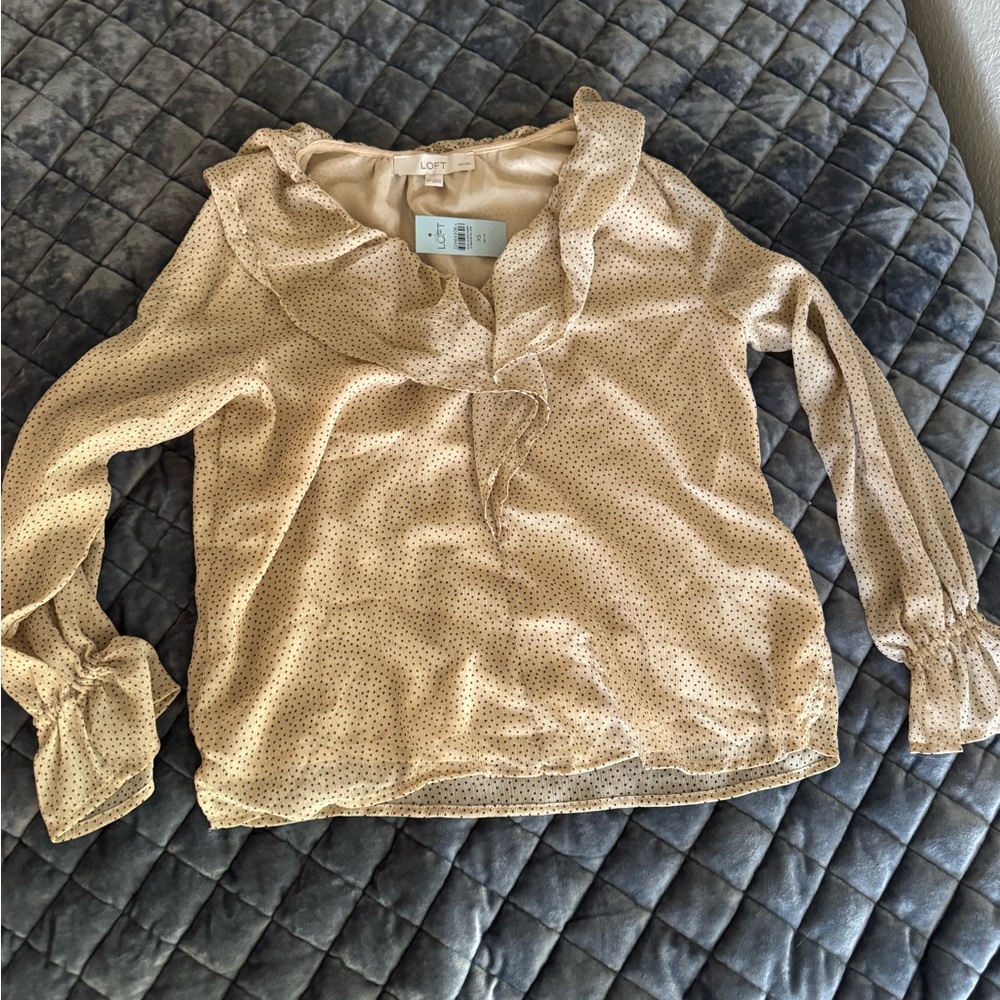 LOFT Cream Polka Dot Blouse